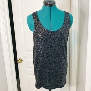 J. Crew Sequin Sleeveless Lined Scoop Neck Casual Tank Top
